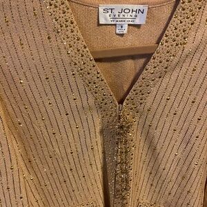 St John Gold Sparkly Evening Luxury Designer Jacket Size 8